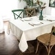 preview thumbnail 17 of 17, DriftAway Pom Pom Tassel Rectangle Linen Textured Decorative Table Cloth Light Linen - 55" Width X 102" Length