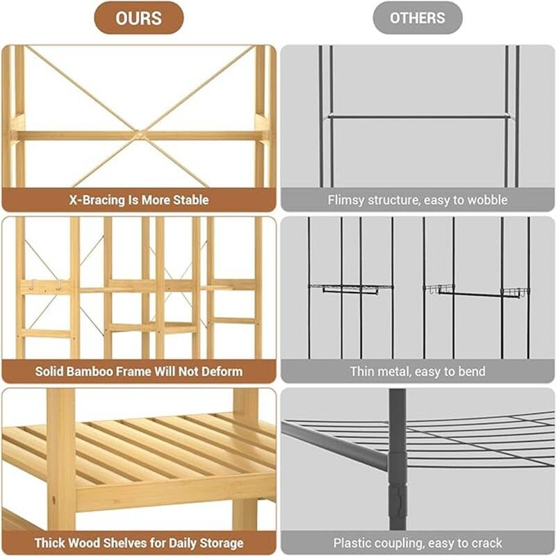 Bamboo Closet System Clothes Rack, Freestanding Garment Rack - 17.72"D x 70.47"W x 76.77"H