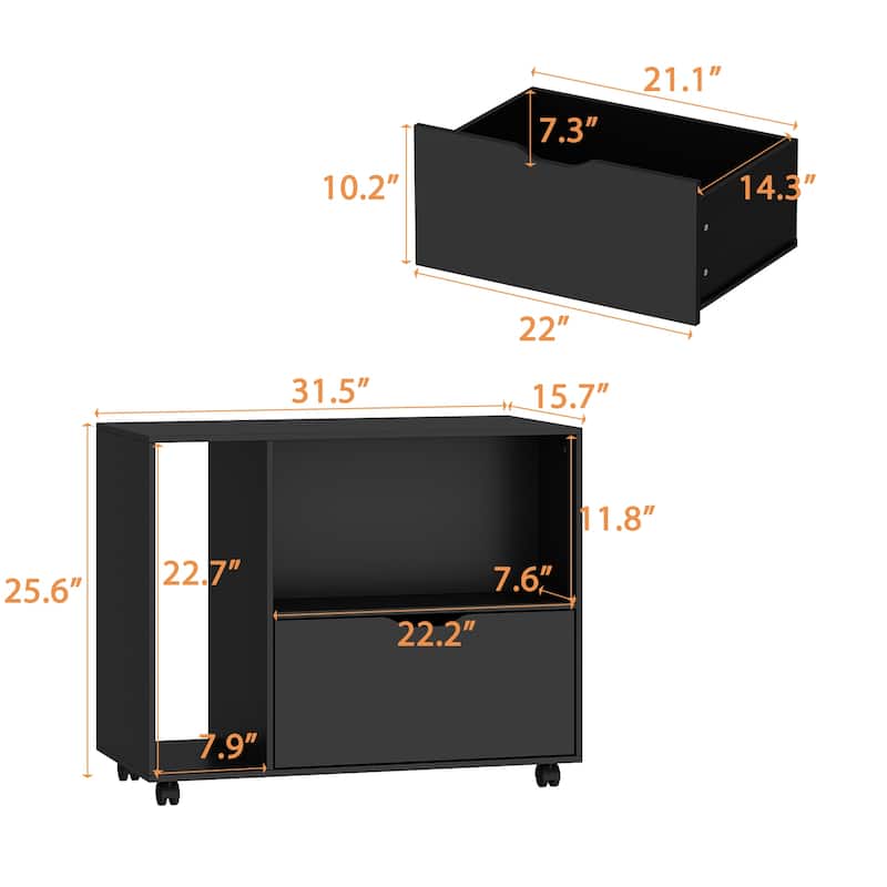 Mobile Rolling File Cabinet,Drawer & Shelf,Bookcase,Nightstand Organizer,for Home Office