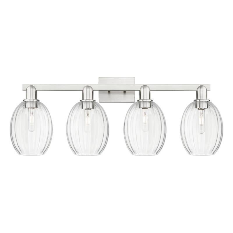 Innovations Lighting Downtown Urban - Preston - 4 Light 36" Bell Shade Bath Vanity Light - Clear/Brushed Satin Nickel
