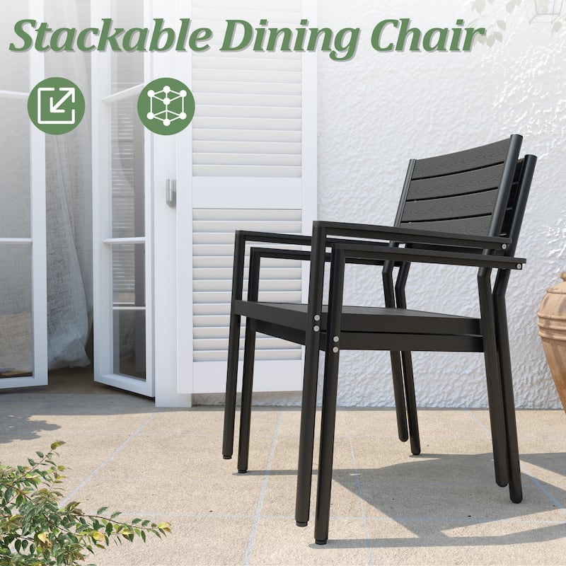 Outdoor Aluminum Rectangle 9-piece Patio Dining Set with Umbrella Hole and Chairs