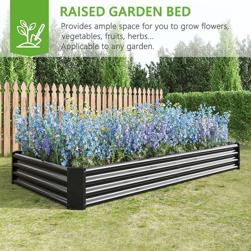 Outdoor Galvanized Metal Raised Garden Bed Kit - 7.6 x 3.7 x 1 ft