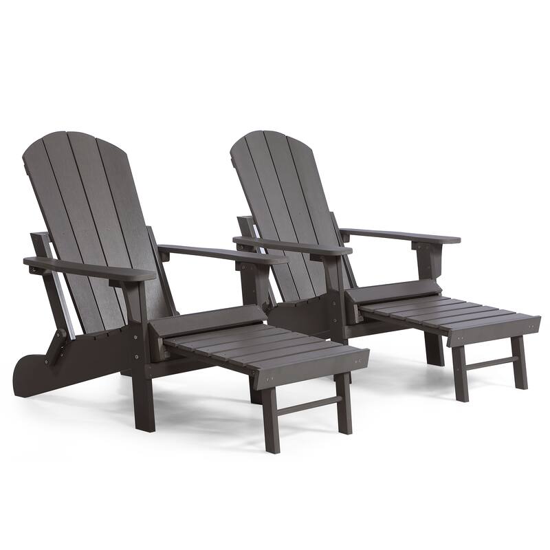 Seaton Folding Poly Adirondack Chair with Pull-out Ottoman, Set of 2