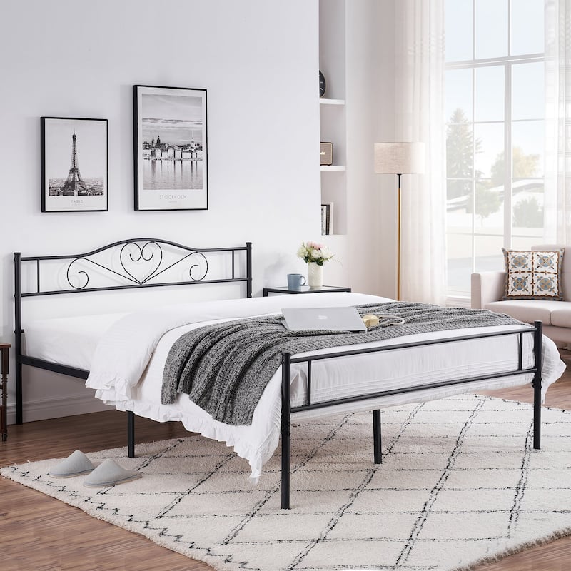 Taomika 3-Pieces Modern Bedroom Set with Brown Nightstand and Black Bed