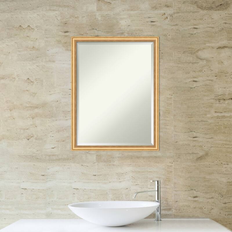 Salon Scoop Beveled Wood Framed Bathroom Vanity Wall Mirror