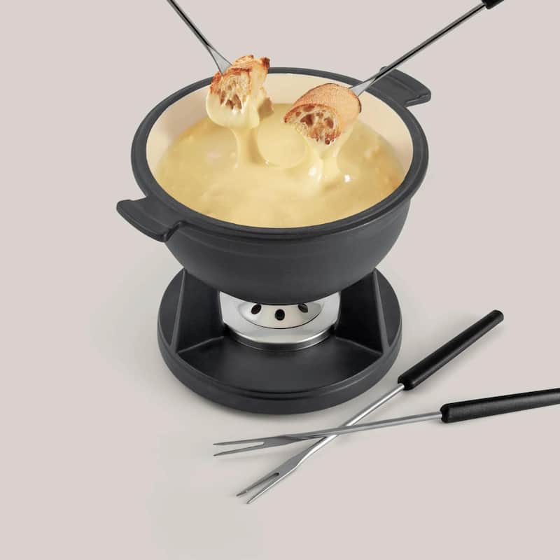 Swissmar Lucerne Black 3-in-1 Cast Iron Fondue Set Black