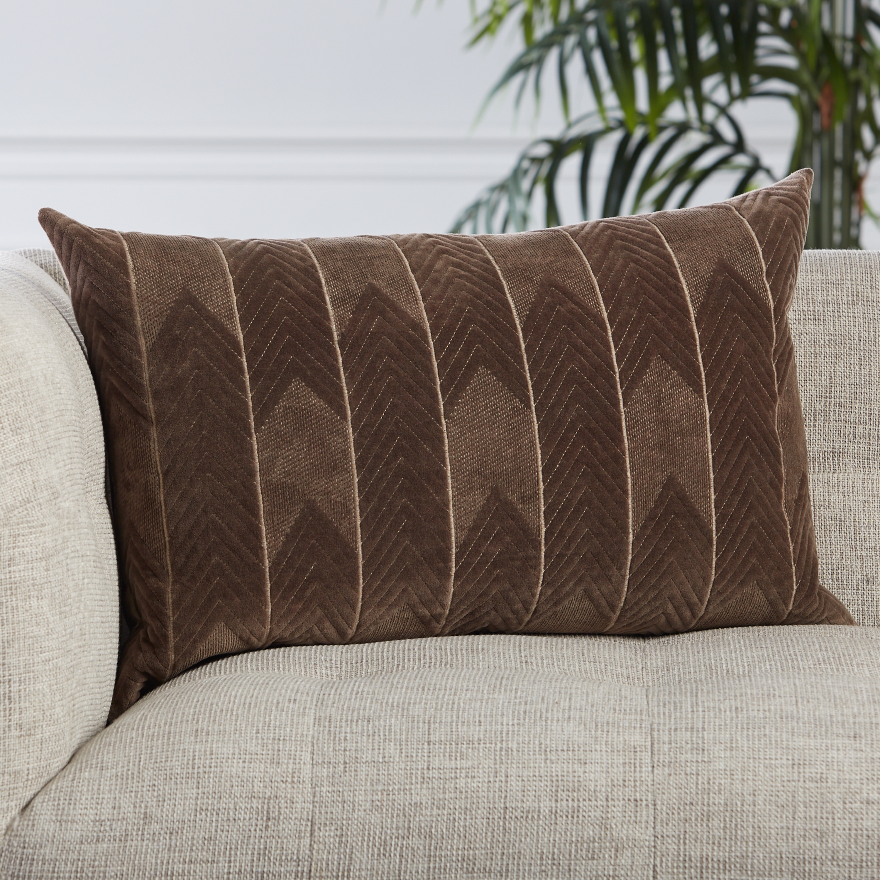 Drancy Velvet Chevron Lumbar Pillow