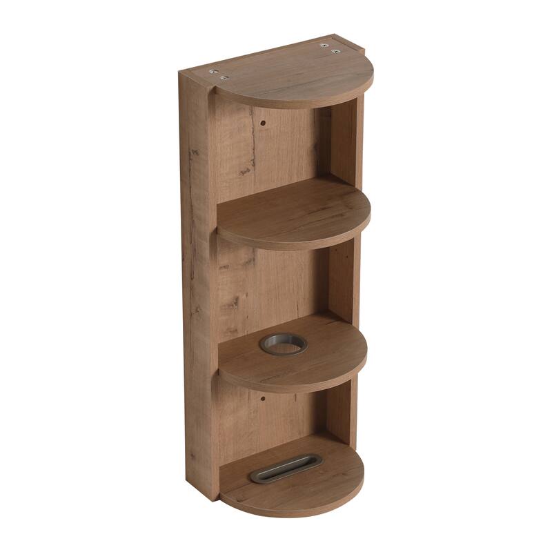 Wall Mounted Cabinet Floating Side Cabinet with Towel Shelf, Modern Storage Rack with 3 Adjustable Shelves