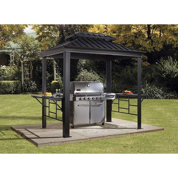 Shop Sojag Outdoor 6 X 8 Messina Steel Hardtop Gazebo With Shelving 8 L X 6 W X 9 H On Sale Overstock 29745640