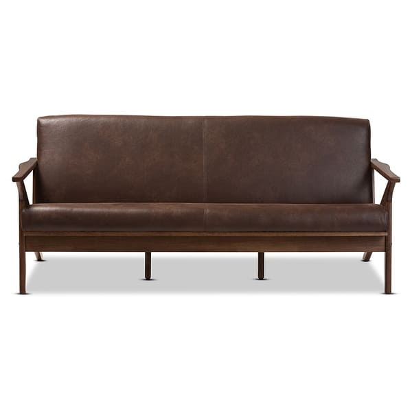 Scarlette Walnut Wood Dark Brown Distressed Faux Leather 3 Dark Brown Distressed Faux Leather