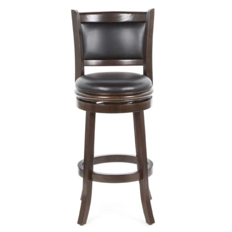 Cappuccino 29-inch Swivel Barstool with Faux Leather Cushion Seat - 43.5" H x 17" W x 18" D