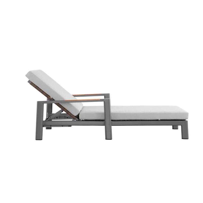 Arlo Teak & Wicker Aluminum Dual-Use Outdoor Chaise Lounge (Set of 2)