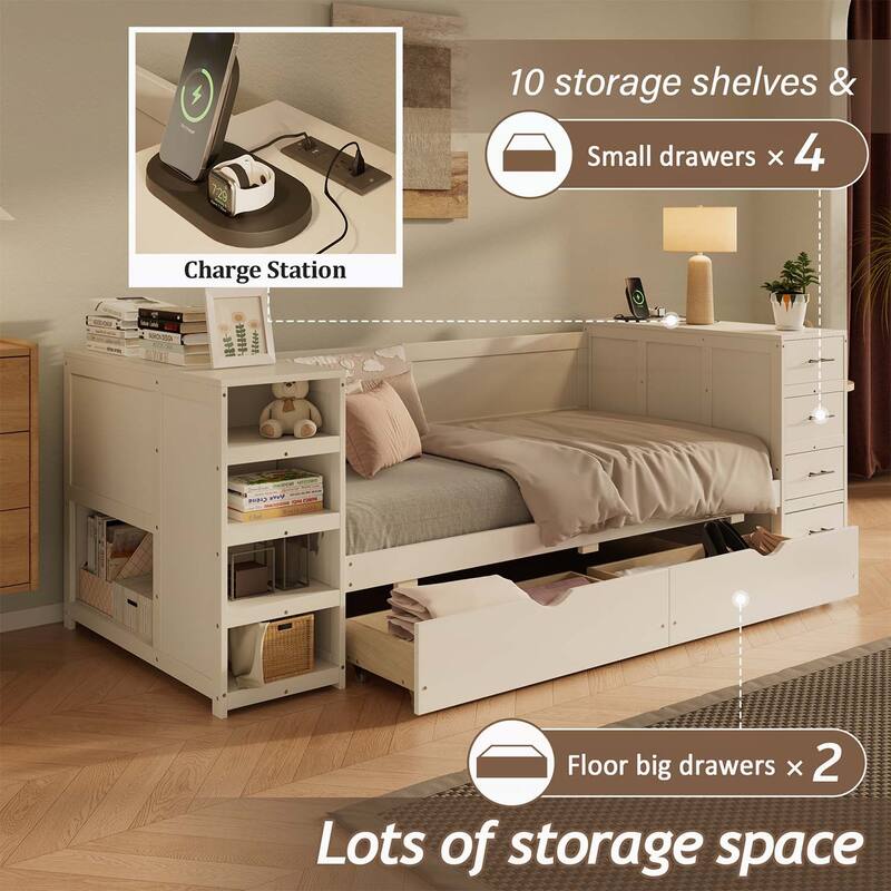Wooden Daybed with Abundant Storage for Bedroom Enhancement