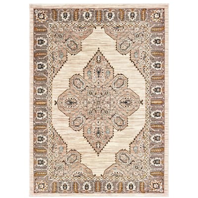 Style Haven Seville Ivory/ Gold Medallion Area Rug
