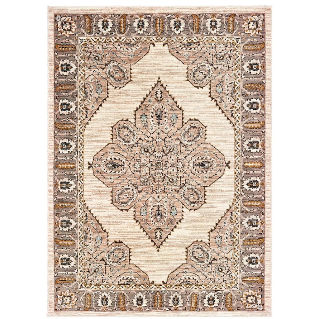 Style Haven Seville Ivory/ Gold Medallion Area Rug