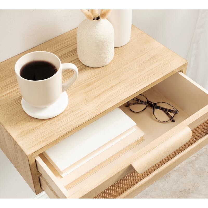 Kate and Laurel Ori Floating Side Table Rattan