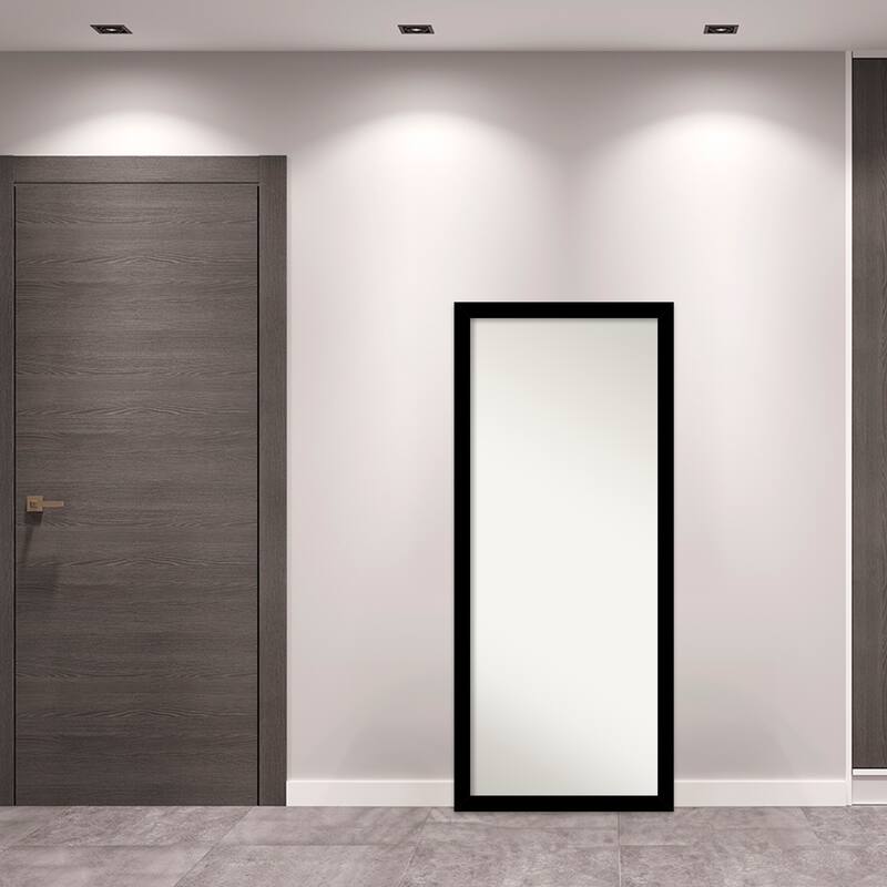 Brushed Non-Beveled Framed Full-Length Floor Leaner Mirror - Brushed Black - Glass Size 24x60