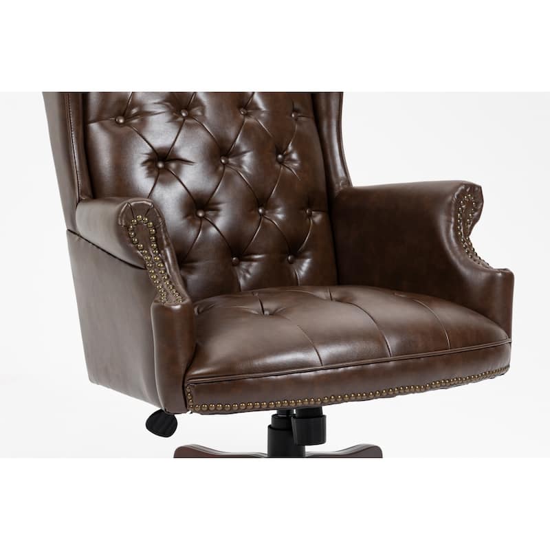High Back Executive Office Chair, Work Chair with Nail Head Trim and Thick Padded Seat, Ergonomic Wingback PC Chair
