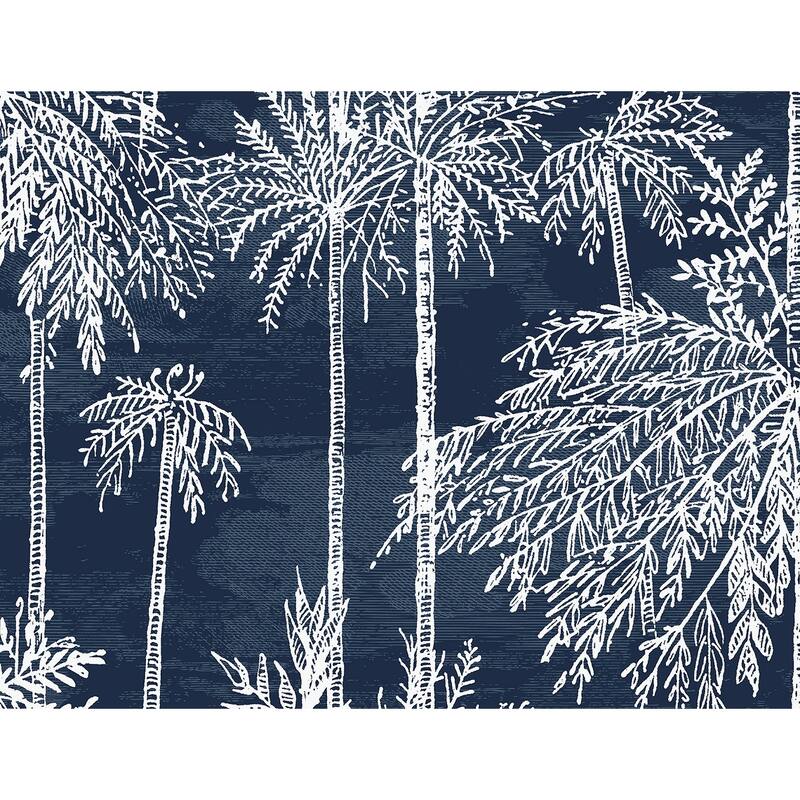 Lillian August Palm Grove Embossed Vinyl Unpasted Wallpaper - 27 in. W x 27 ft. L - Midnight Sky