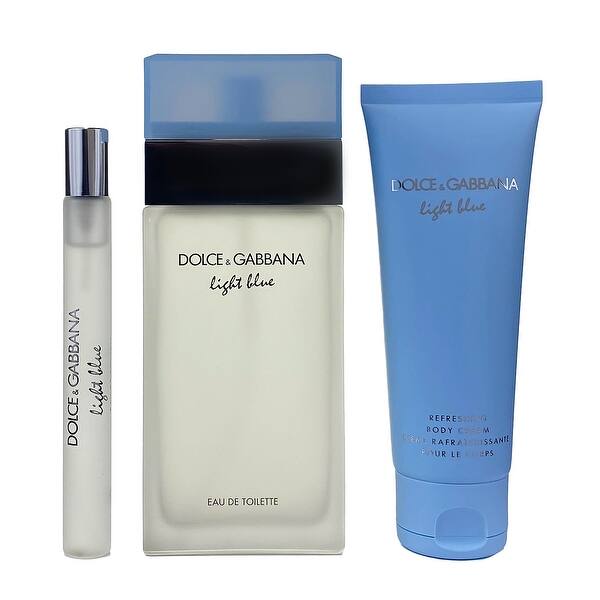 Dolce Gabbana Light Blue 3 Pc Gift Set For Women Edt 0 33 Oz Body Cream 2 5 Oz Edt 3 3 Oz Overstock 31620799