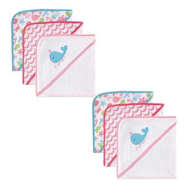 slide 1 of 1, Luvable Friends Infant Girl Cotton Terry Hooded Towels, Pink 6-Piece, One Size - Pink 6-Piece - One Size One Size - Pink 6-Piece