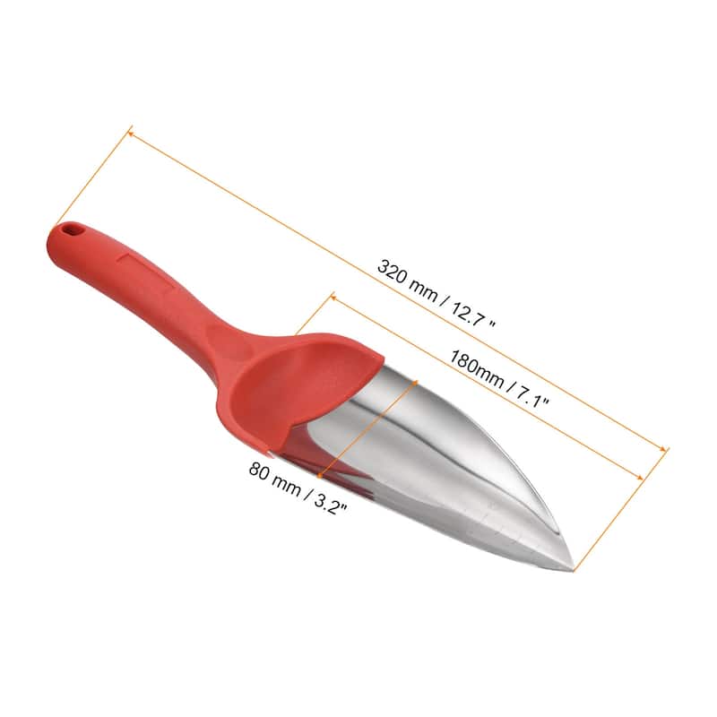 12.7" Garden Trowel Gardening Hand Shovel Garden Spade w Depth Marker Silver Red - Silver Tone, Red - Silver Tone, Red