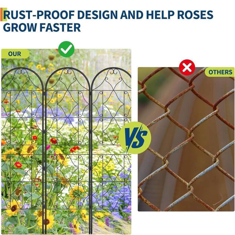 2 Pcs Outdoor Metal Garden Trellis, Garden Fence for Cllimbing Plants, Vegetables