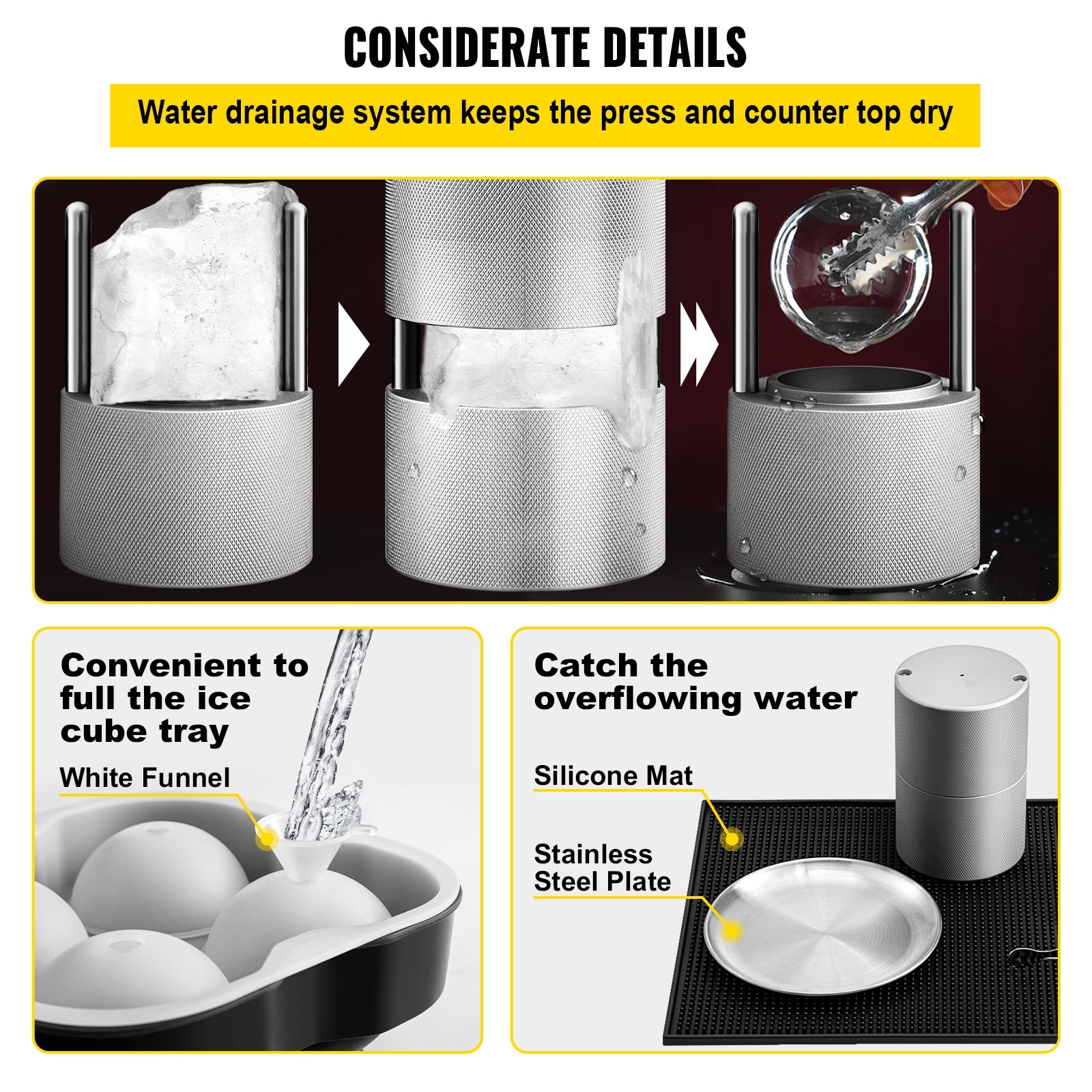 Viski Clear Ice Maker, Makes 2 Pure Square Ice Cubes for Cocktails