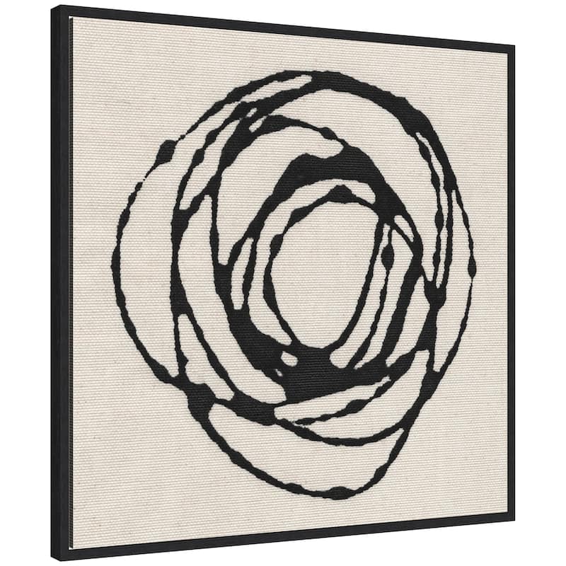 Kate and Laurel Sylvie Flowing Circle Abstract Framed Canvas by The Creative Bunch Studio - 30x30 - Black