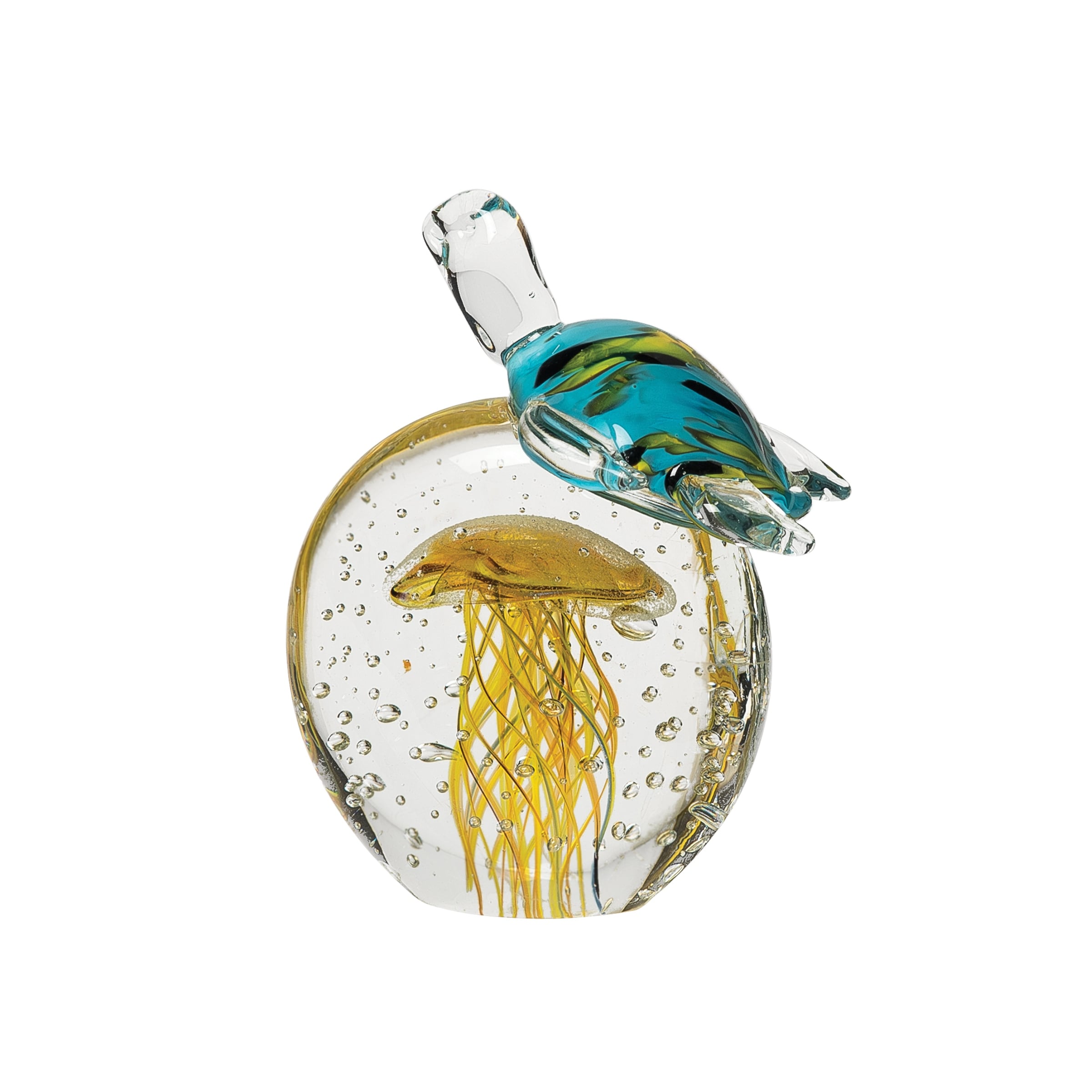 Turtle Jellyfish Glass Figurine Decor