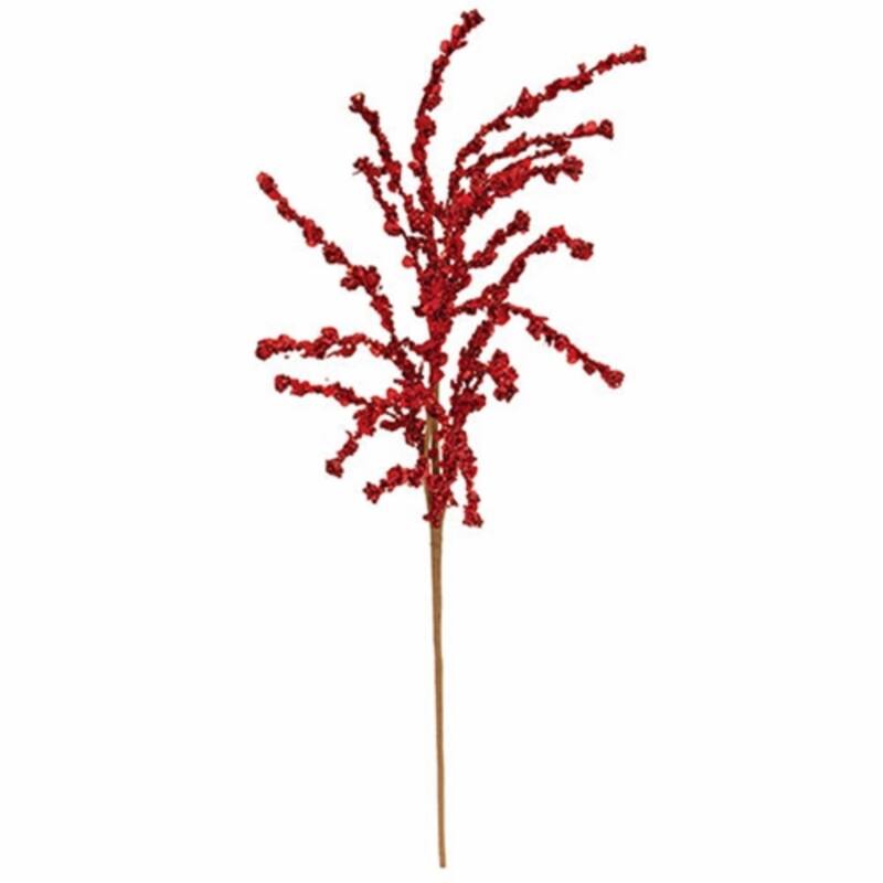 Crimson Sparkle Party Spray 24 Inch Red Holiday Decor - 3" x 3" x 24" - Red
