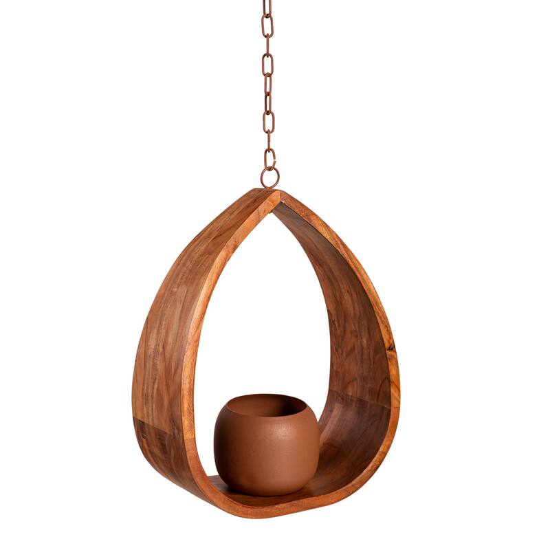 13" Drop Shape Hanging Metal Planter, Rust