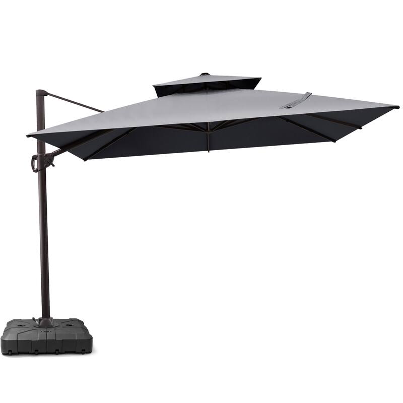 Outdoor 10FT Square Adjustable Offset Cantilever Patio Umbrella with Base