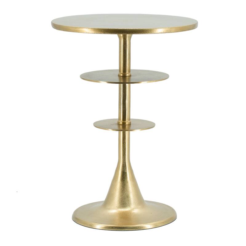 Tiered Aluminum Accent Table - 21.75" - Antique Brass Finish