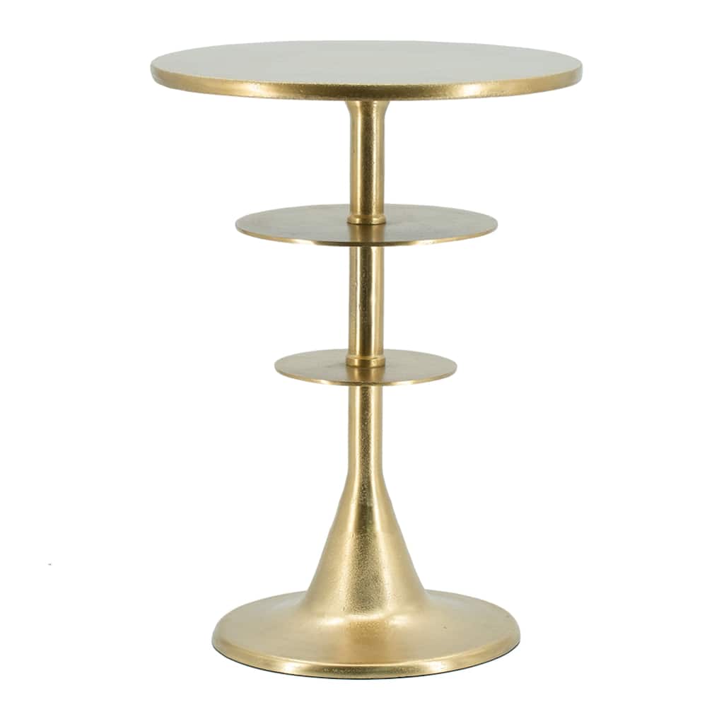Tiered Aluminum Accent Table - 21.75" - Antique Brass Finish