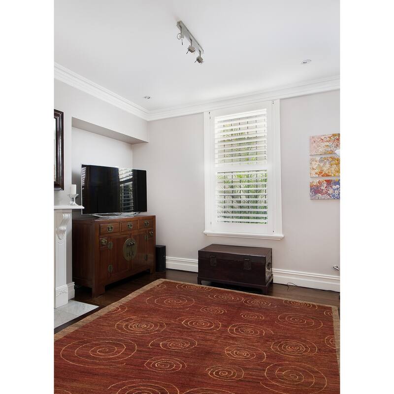 ECARPETGALLERY Flat-Weave Natural Burgundy Wool Tapestry Kilim - 5'5 x 7'1
