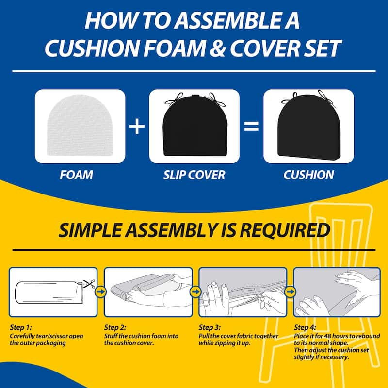 AAAAAcessories 17 in. X 16 in.Indoor Strap Non-slip Chair Cushion for Multi-scenario Setups (2 Pack) - N/A