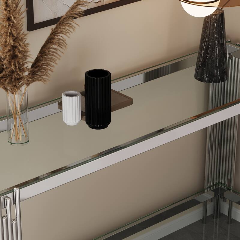 47.24" Metal Console Table with 2-Tier Stainless Frame