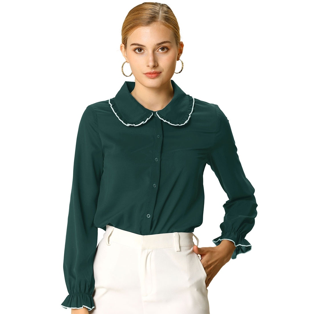 button up shirt with ruffles