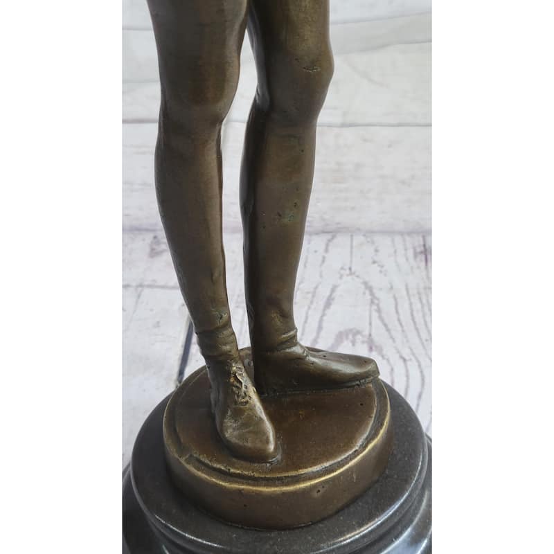 Mandolin Banjo Player Guitar Musician Bronze Sculpture Statue Figure Marble Base 17 Inches X 4.5 Inches