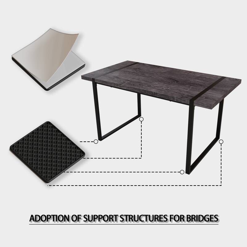 Modern Dining Set with Rectangular MDF Black Table & High Back C-shaped Tube Chairs