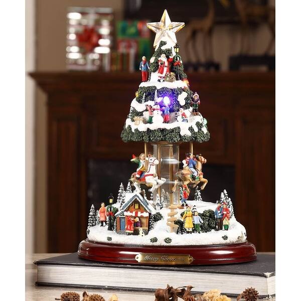 Shop 12 5 Led Lit And Musical Merry Christmas Village Tree Carousel Decoration Overstock 27621119