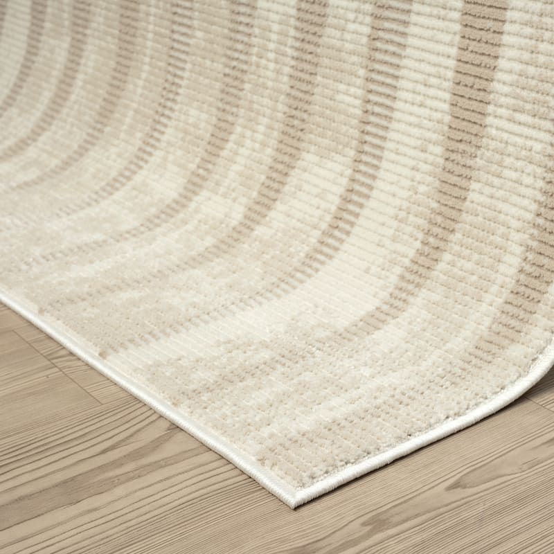 Abani Rugs TER150A Beige Cream Geometric Vertical Lines Neutral Transitional Area Rug