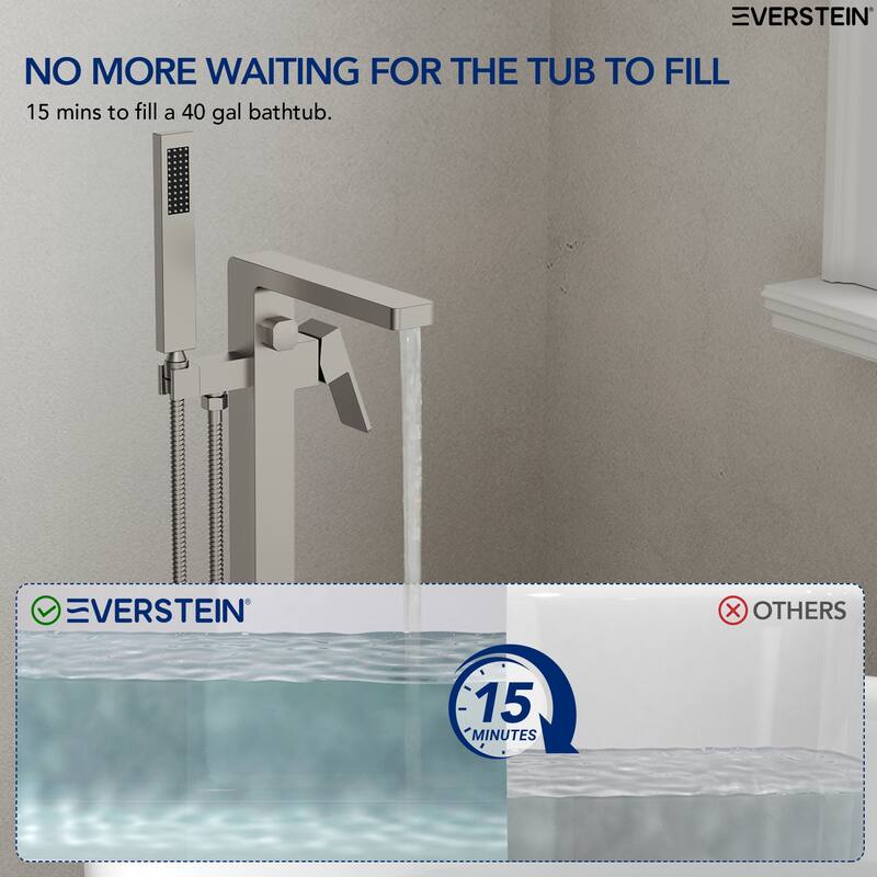 Floor Mount Freestanding Tub Filler with Handshower,Single Handle Bathtub Faucet