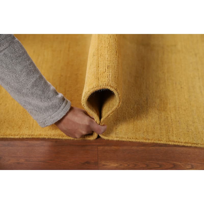 Yellow Gabbeh Oriental Runner Rug Hand-Knotted Wool Carpet - 3'4"x 6'8"