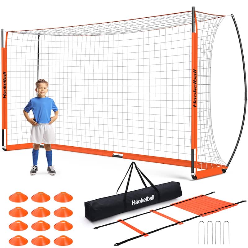 12 x 6 FT Portable Soccer Goal Soccer Net for Backyard - Orange