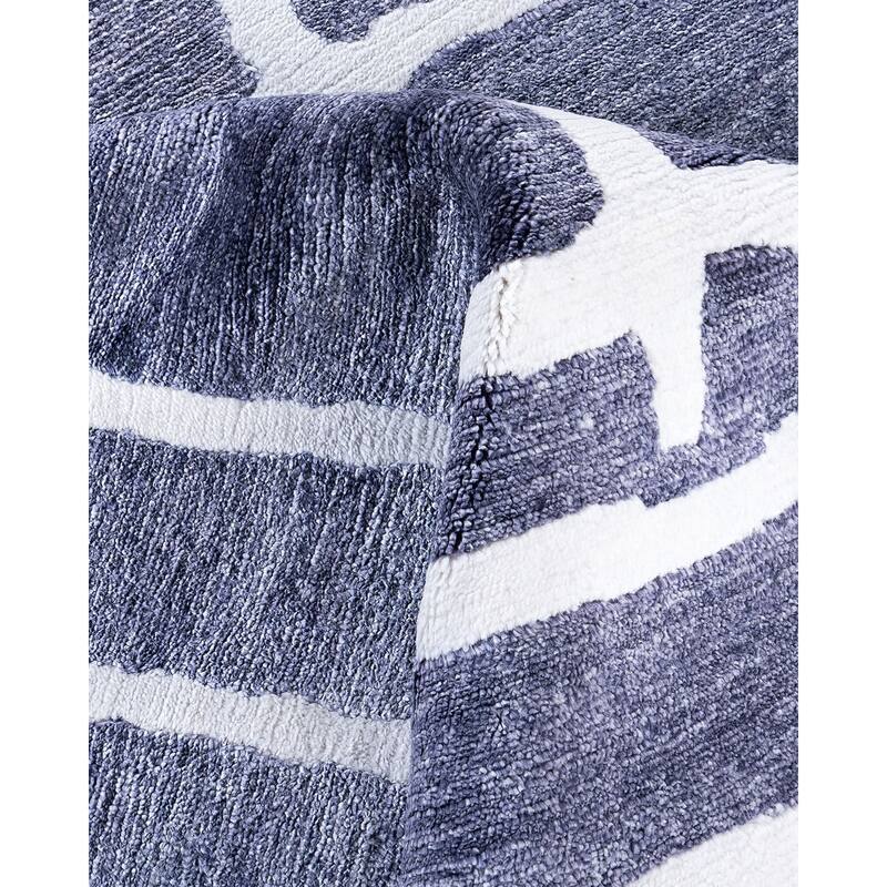 Modern One-of-a-Kind Hand-Knotted Area Rug, Blue - 9' 1" x 12' 0"