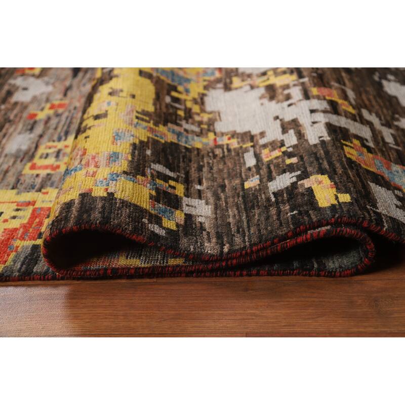 Contemporary Abstract Oriental Area Rug Hand-Knotted Wool Carpet - 8'3" x 11'3"
