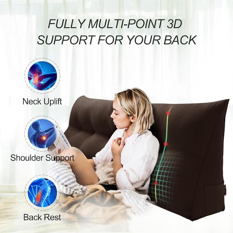 WOWMAX Bed Rest Wedge Reading Pillow Headboard Back Support Cushion