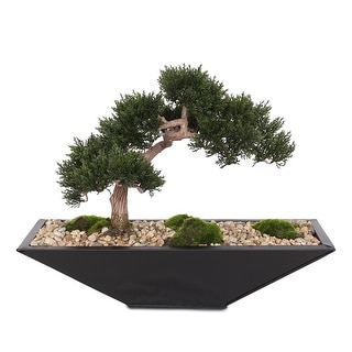 Shop Artificial Cedar Bonsai Moss Natural Pebbles In Black Metal Zinc Pot 22 5w X 13d X 17h Overstock 31444992